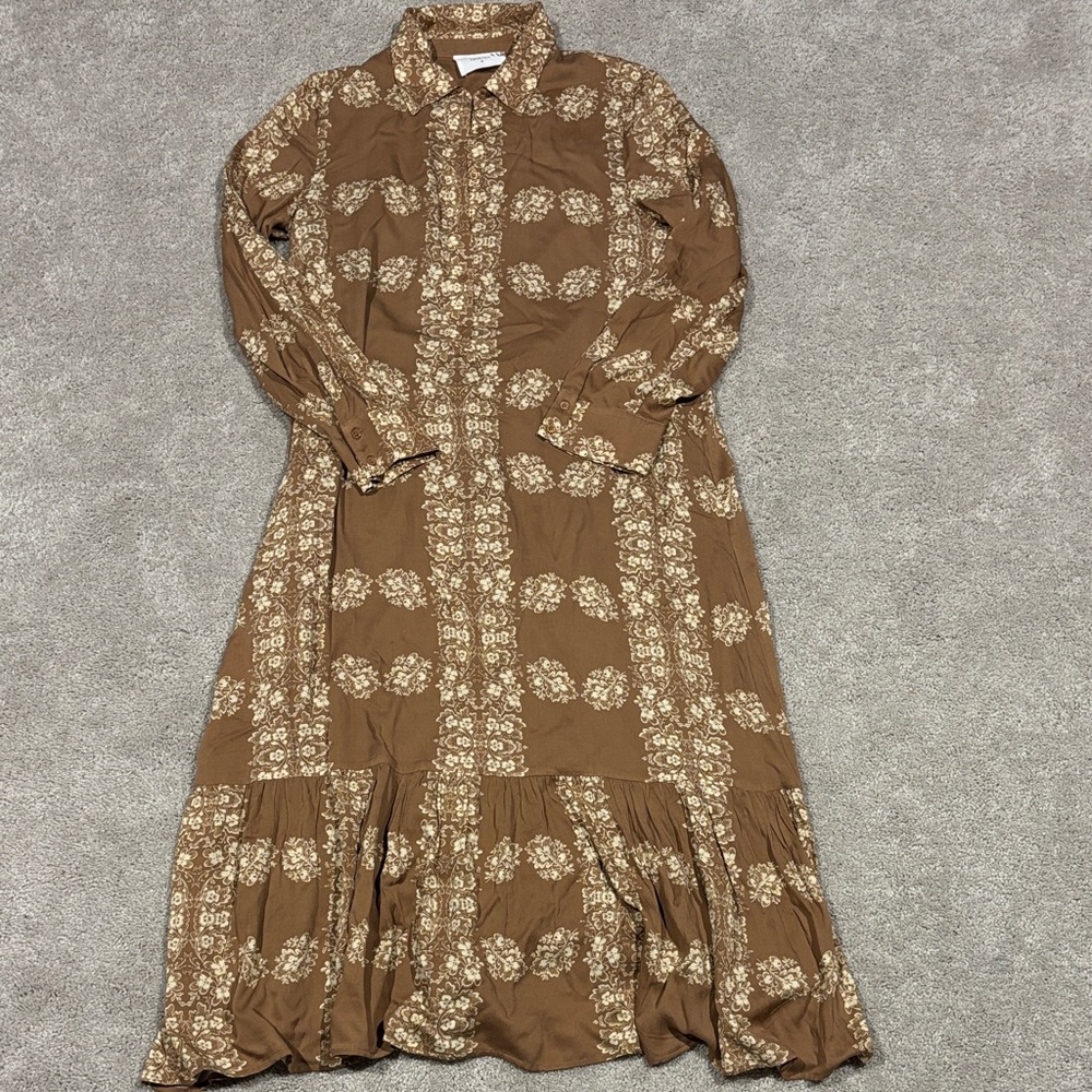 Tuckernuck hyacinth house brown Floral Long Sleeve Dress